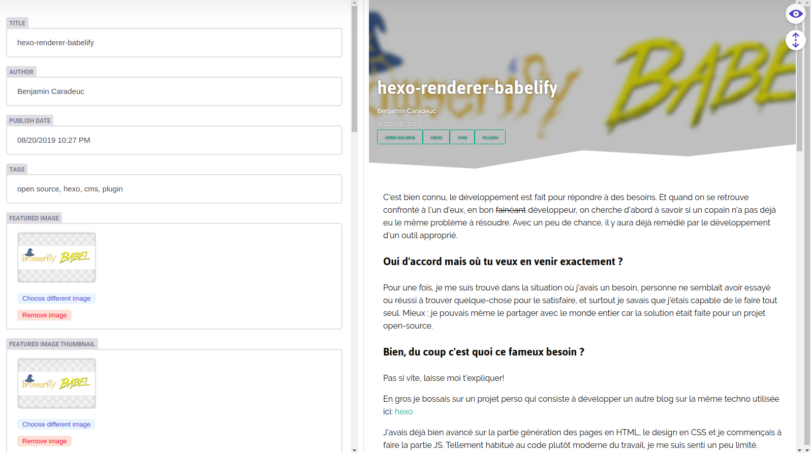 Thumbnail for netlify CMS preview style & template